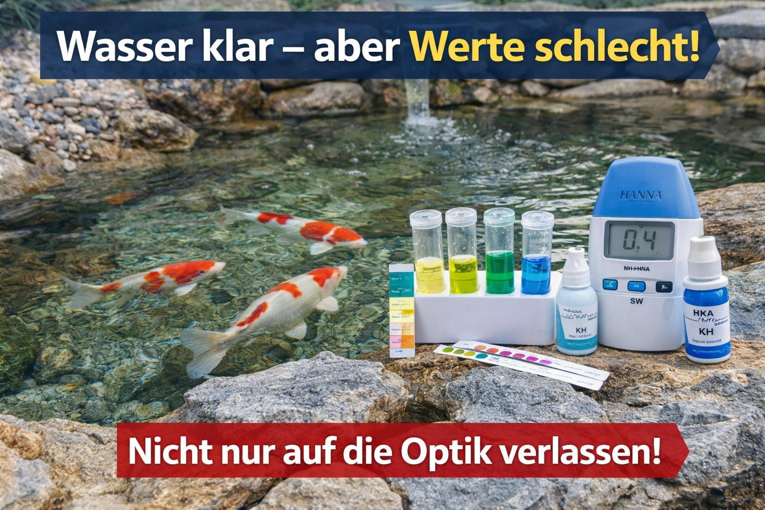 Teichwasser klar aber Werte schlecht – Ursachen und Lösungen im Koiteich