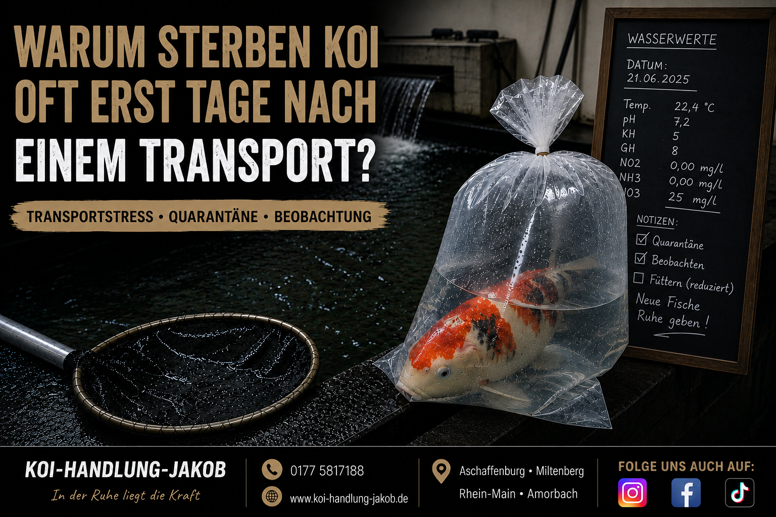 Warum sterben Koi oft erst Tage nach einem Transport? Ursachen und richtige Maßnahmen