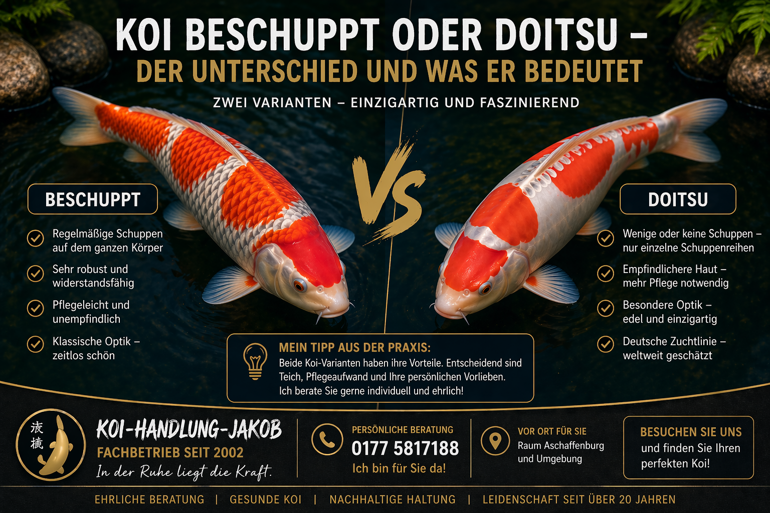 Koi beschuppt oder Doitsu – Unterschiede einfach erklärt | Koi-Handlung-Jakob