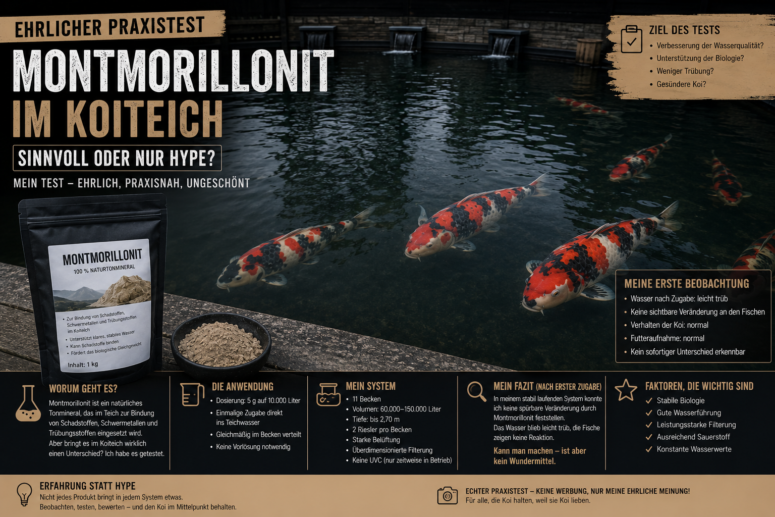 Montmorillonit im Koiteich – sinnvoll oder nur Hype? Mein ehrlicher Praxistest