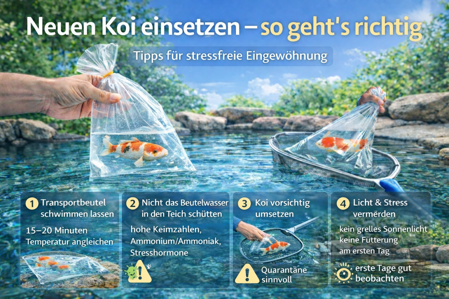 Neuen Koi richtig einsetzen