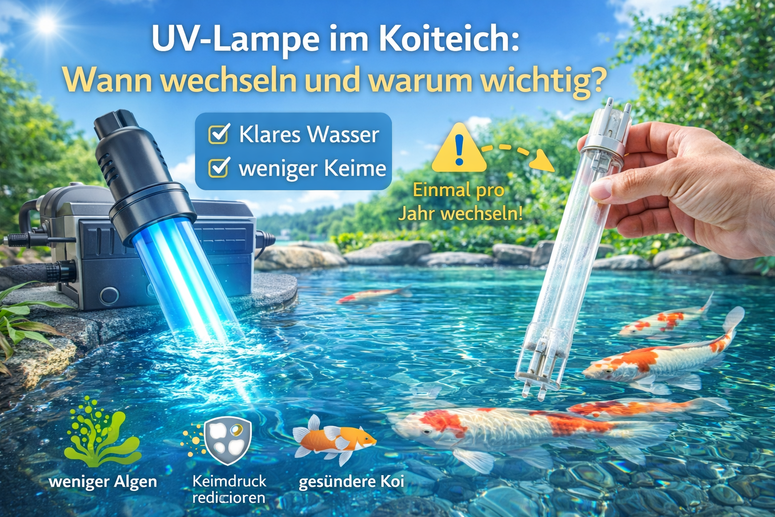 UV-Lampe im Koiteich wechseln