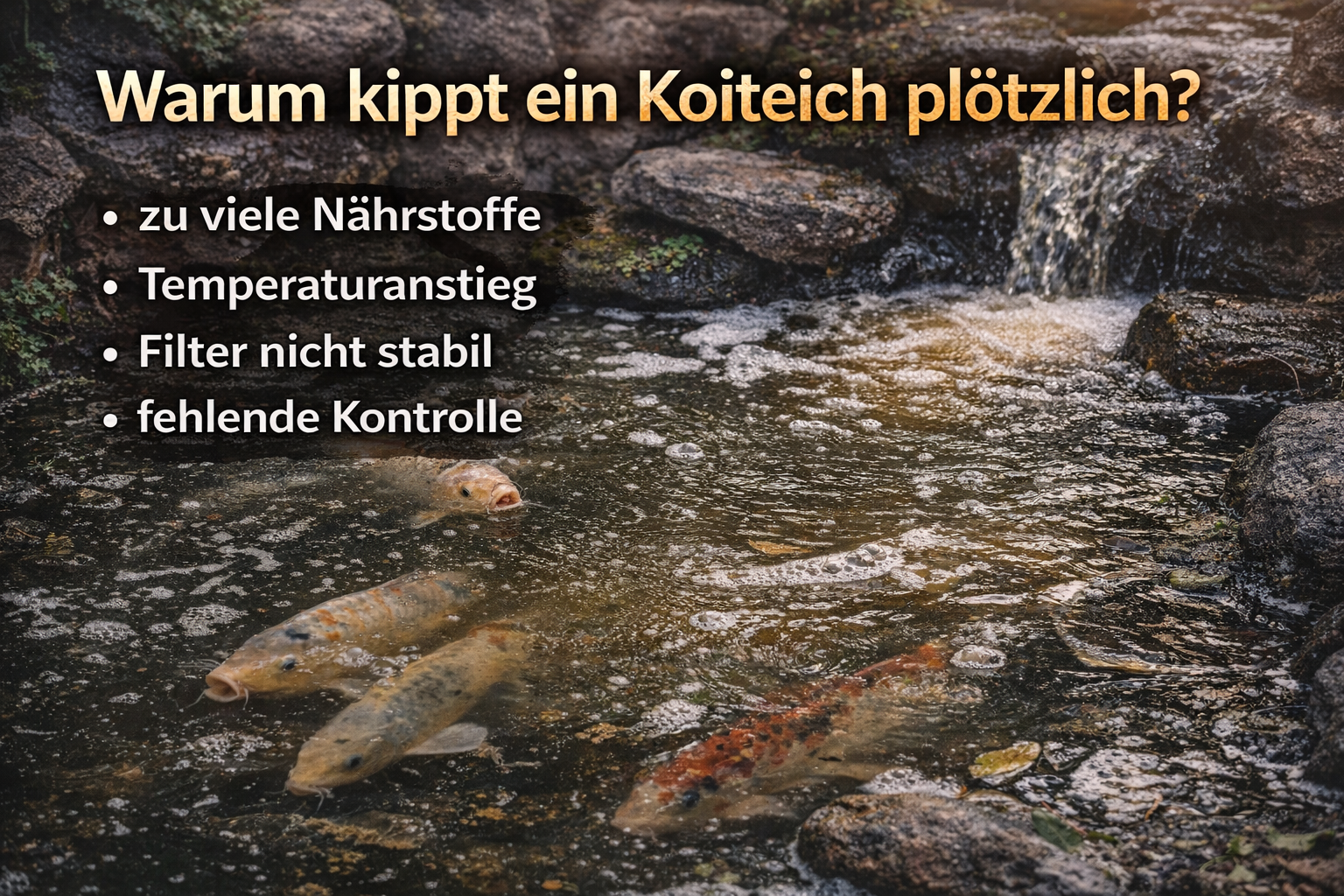 Warum kippt ein Koiteich plötzlich? Ursachen und schnelle Hilfe