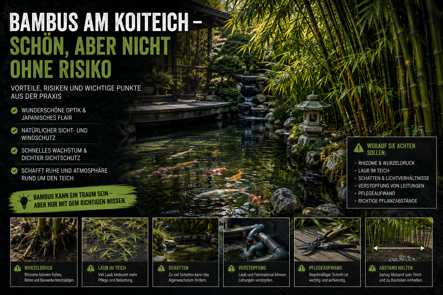 Bambus am Koiteich: Ruhige Optik mit versteckten Risiken