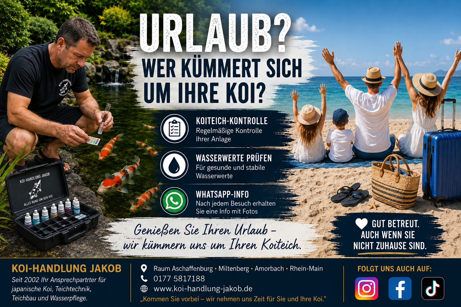 Urlaubsbetreuung für Ihren Koiteich – Damit Ihre Koi auch im Urlaub bestens versorgt sind