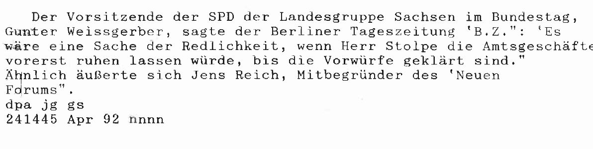Stolpe, MfS und kein Ende