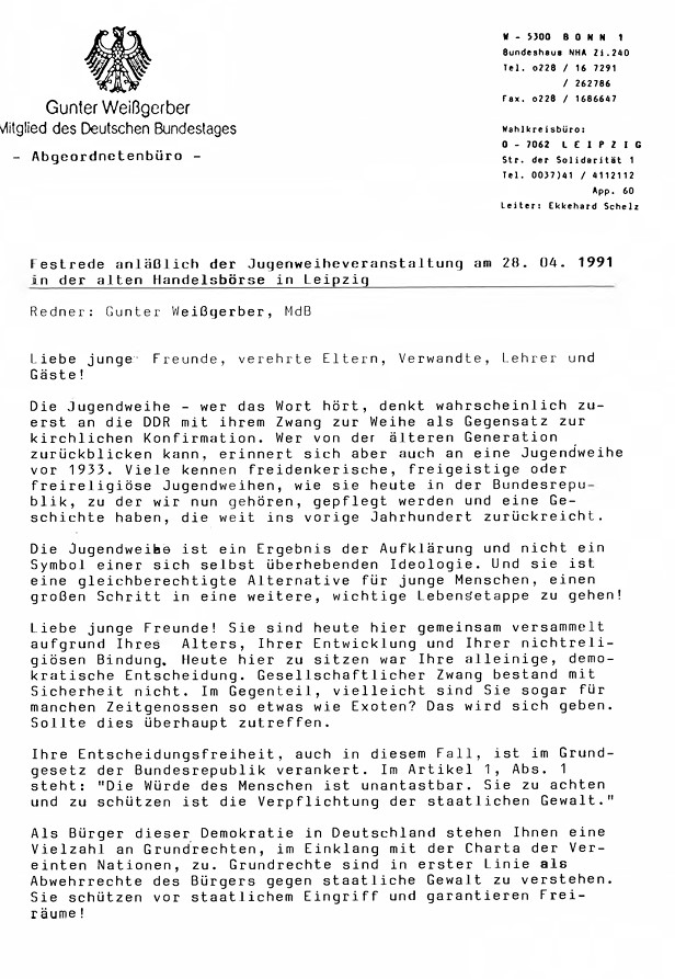 Jugendweiheredner 1991-2001