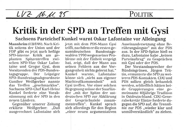 Lafontaines Überrollen der SPD und ein Brief von mir