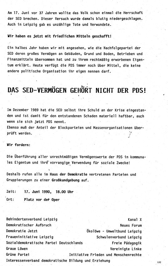 17. Juni 1990 - der erste freizubegehende "Tag der deutschen Einheit" in der DDR