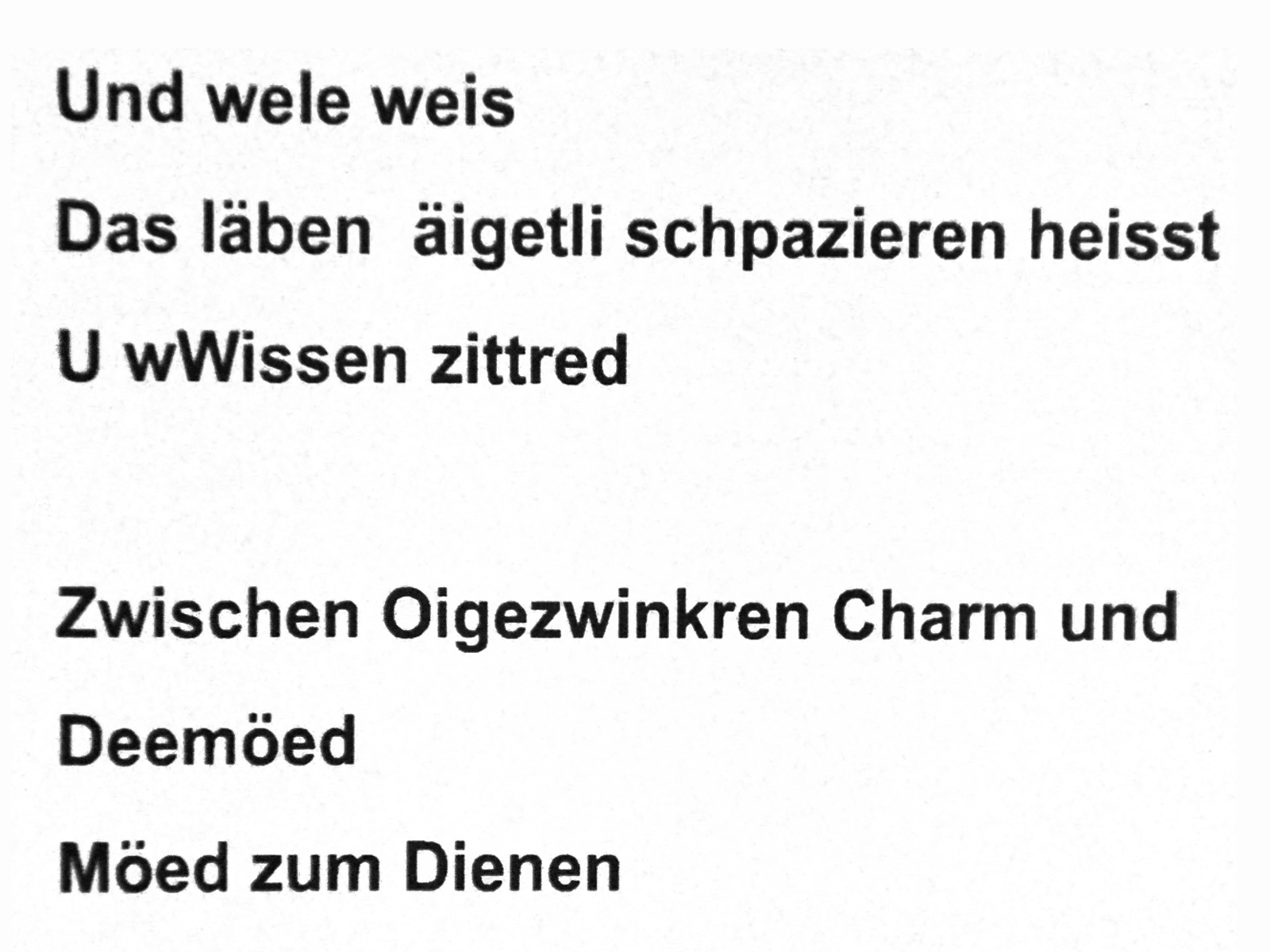 Praeambulare von Andreas Urweider, Gedicht, Haslitiitsch, Ausschnitt.