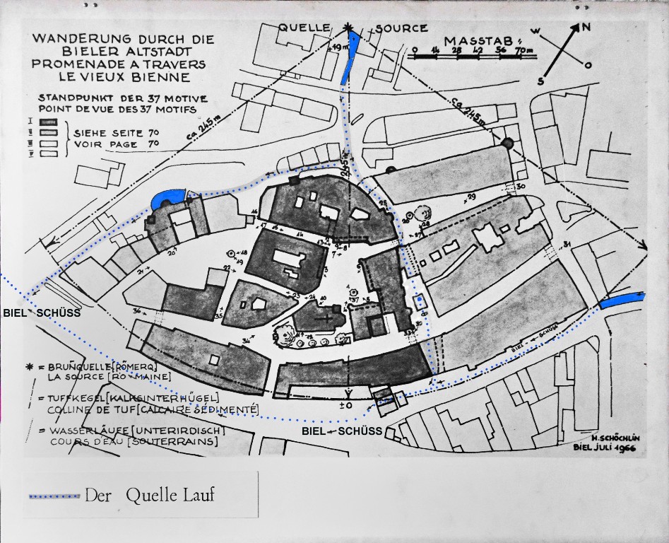 Plan der Römerquelle aus dem Büchlein «Wanderung durch die Bieler Altstadt« von Hans Schöchlin.