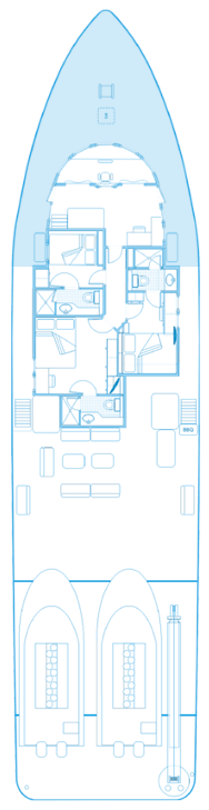 Upper deck plan of the ship Seahunter in Cocos Island, ©Unterseahunter Group