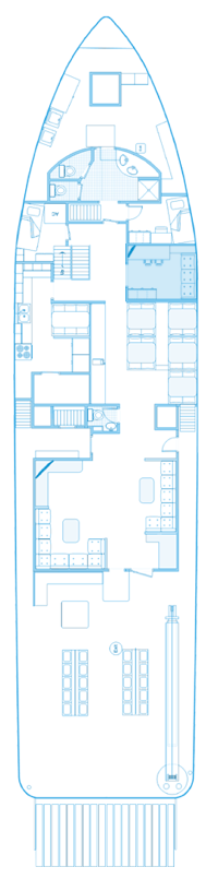 Main deck plan of the ship Seahunter in Cocos Island, ©Unterseahunter Group