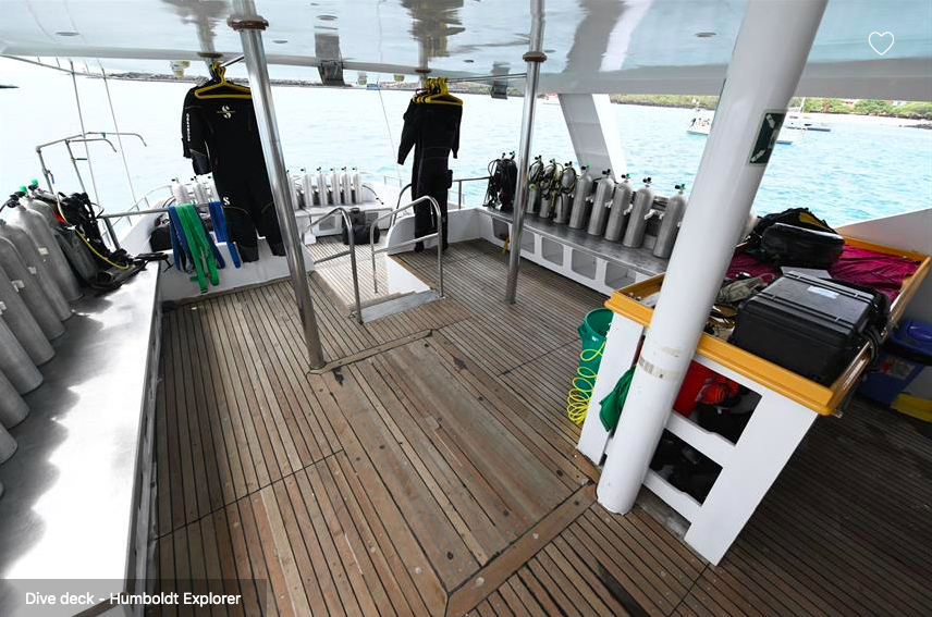 Galapagos Shark Diving - big dive deck of the ship Galapagos Dive Liveaboard