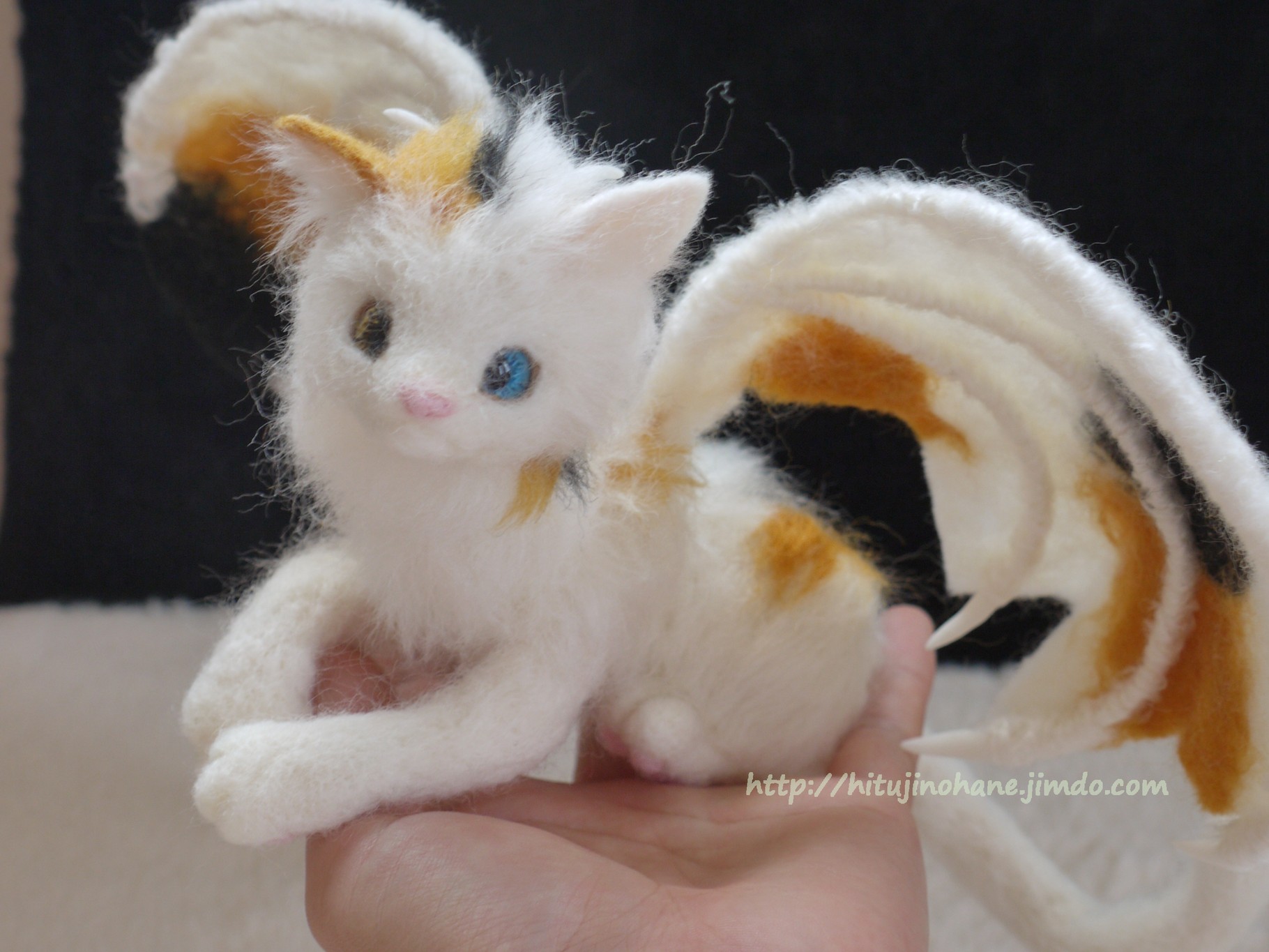 羊毛フェルト　オシャマなニャンコドール 羊毛けだまkana様の羊毛フェルトドールヘッドが9/28(土)から販売