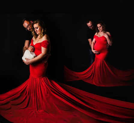 pregnant lady in red dress