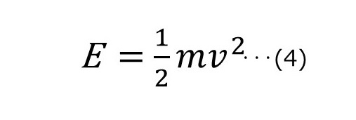 運動エネルギーの式　E=1/2mv^2