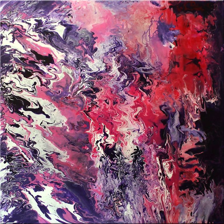 Fluid Art Rot, Violett und Weiss- Acrylbilder kaufen