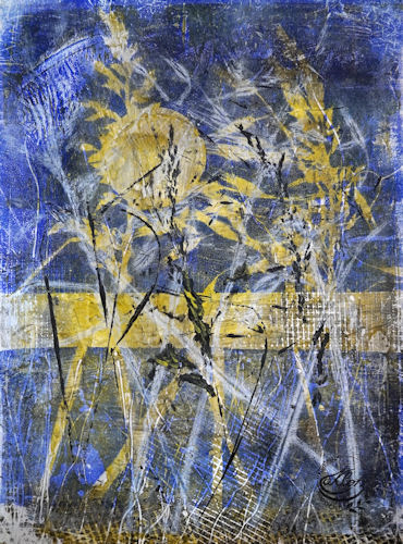 Monotypie auf Papier, (30x40; ohne Reiher 12)