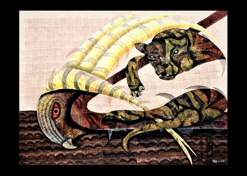 Title: THE OWL & THE PUSSYCAT (TRIPTYCH) - Size: 24x18 ins. each - Medium: egg tempera   #Children's poem 'The Owl & The Pussycat.