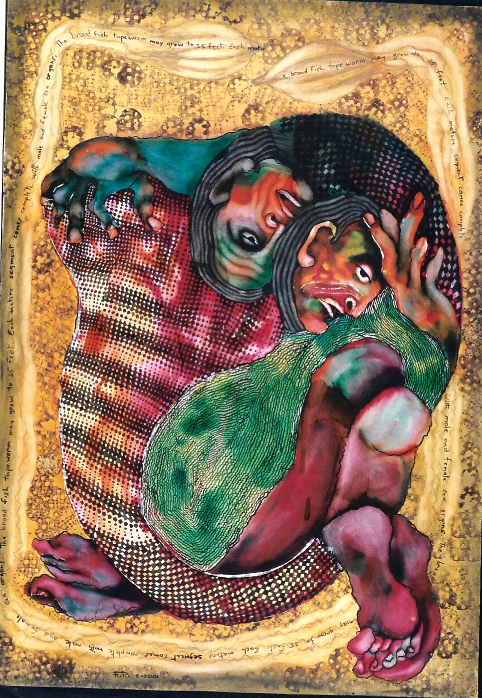 Title: THE BROAD FISH WORM - Size: 30x24 ins. - Medium: coffee, water colour, pen & ink