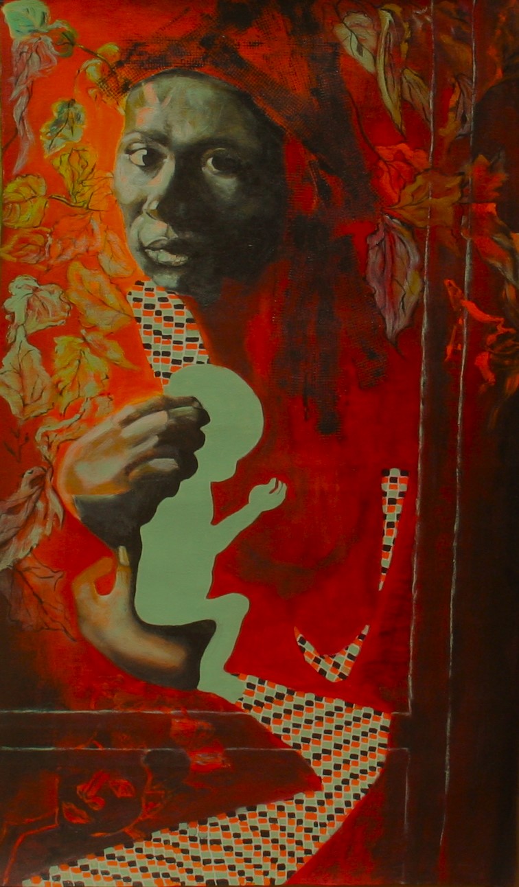 Title: RENDER THEM HUMAN & THEN HYPOTHESIZE Size: 40x24 ins. Medium: acrylic