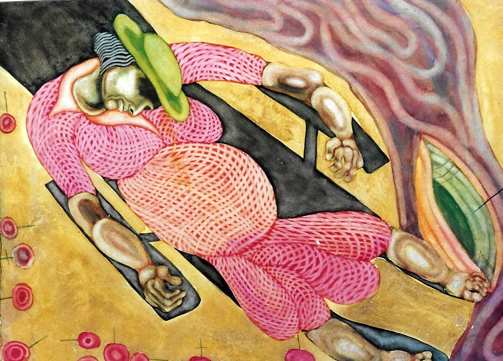 LANGOUR IN THE WINTER SUN - Size: 36x224 ins. - Medium: water colour on  paper
