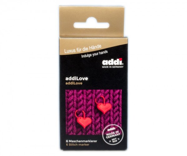 Addi Love Maschenmarkierer - 6 Rote Herzchen Für Strick- & Häkelprojekte