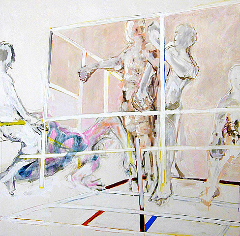 Martin Mohr  Fight Club  Acryl und Lack auf Baumwolle   200 x 200 cm