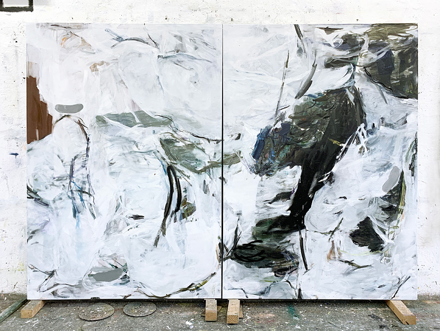 Dasein-im-Hiersein-und-Sosein_2024_Acryl-Lack-und-Oel-auf Baumwolle_200x280-cm