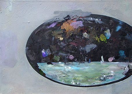 Martin Mohr  Ursuppe  Acryl, Lack und Öl auf Baumwolle   100 x 140 cm