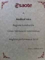 Marzo 2011 - Medical Idea Srl - Premio Miglior Performance 2010 Linea Ultrasuoni Internistica Esaote S.p.A.