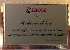 Marzo 2010 - Medical Idea Srl - Premio Miglior Incremento Percentuale del Fatturato 2009 Bioimmagini Esaote S.p.A. in Italia