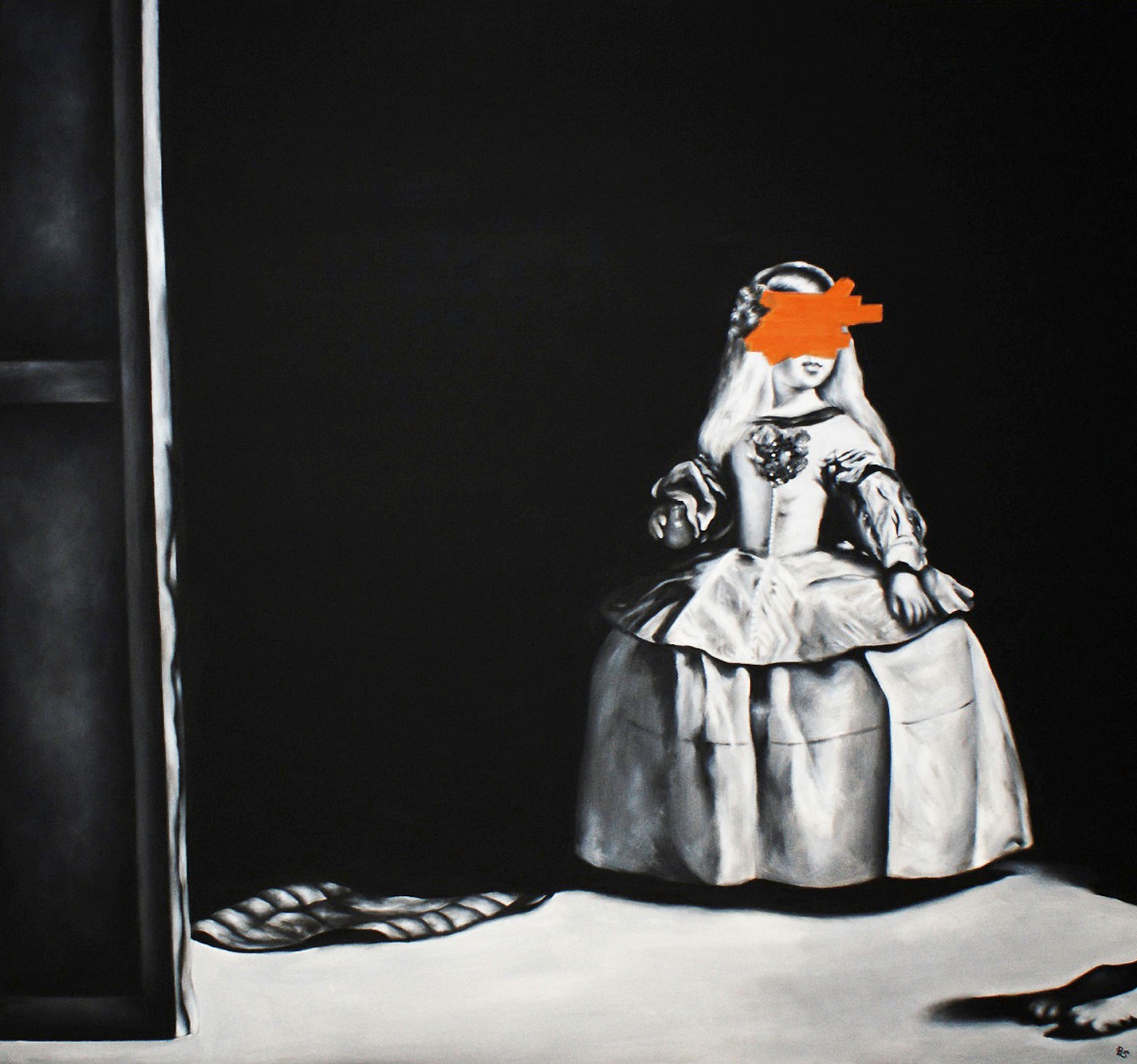 THE FOLLOWERS (After Velázquez), acrylic and liquid chalk on canvas, 120 x 130 cm, 2014