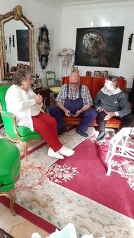 Jeanine Rivais, Didier Bénesteau, Marcel Hasquin dans son salon, le jour de l'entretien.