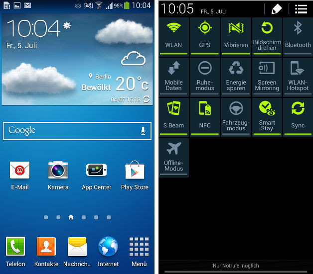 TouchWiz bietet ein deutlich anderes Design als Stock-Android.