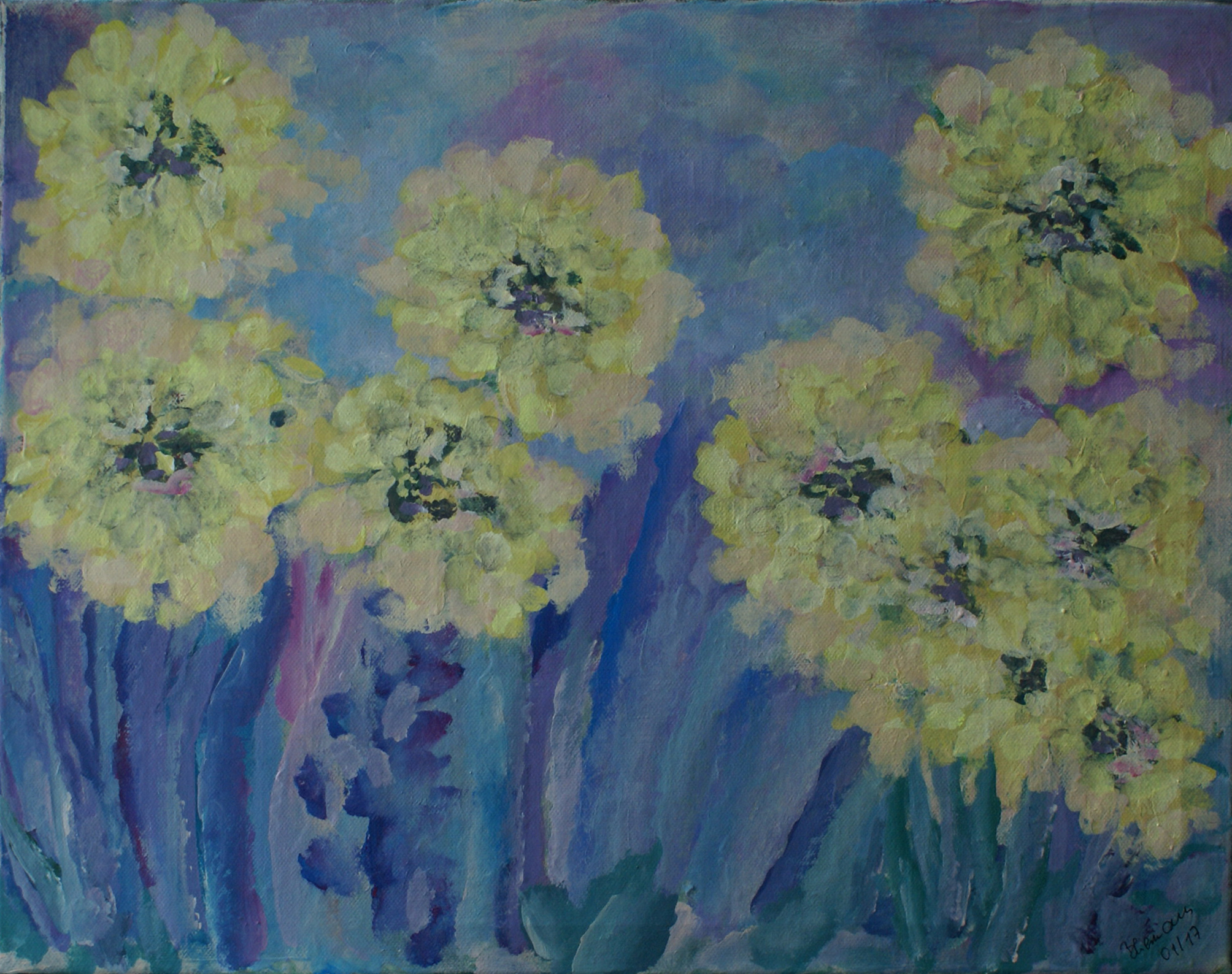 WVZ 454 2017 Gelbe Blumen Acryl 40x50