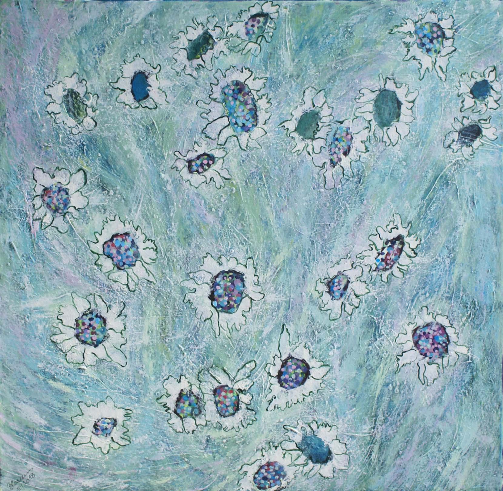 WVZ 502 2018 Blüten unterwegs Acryl 70x70
