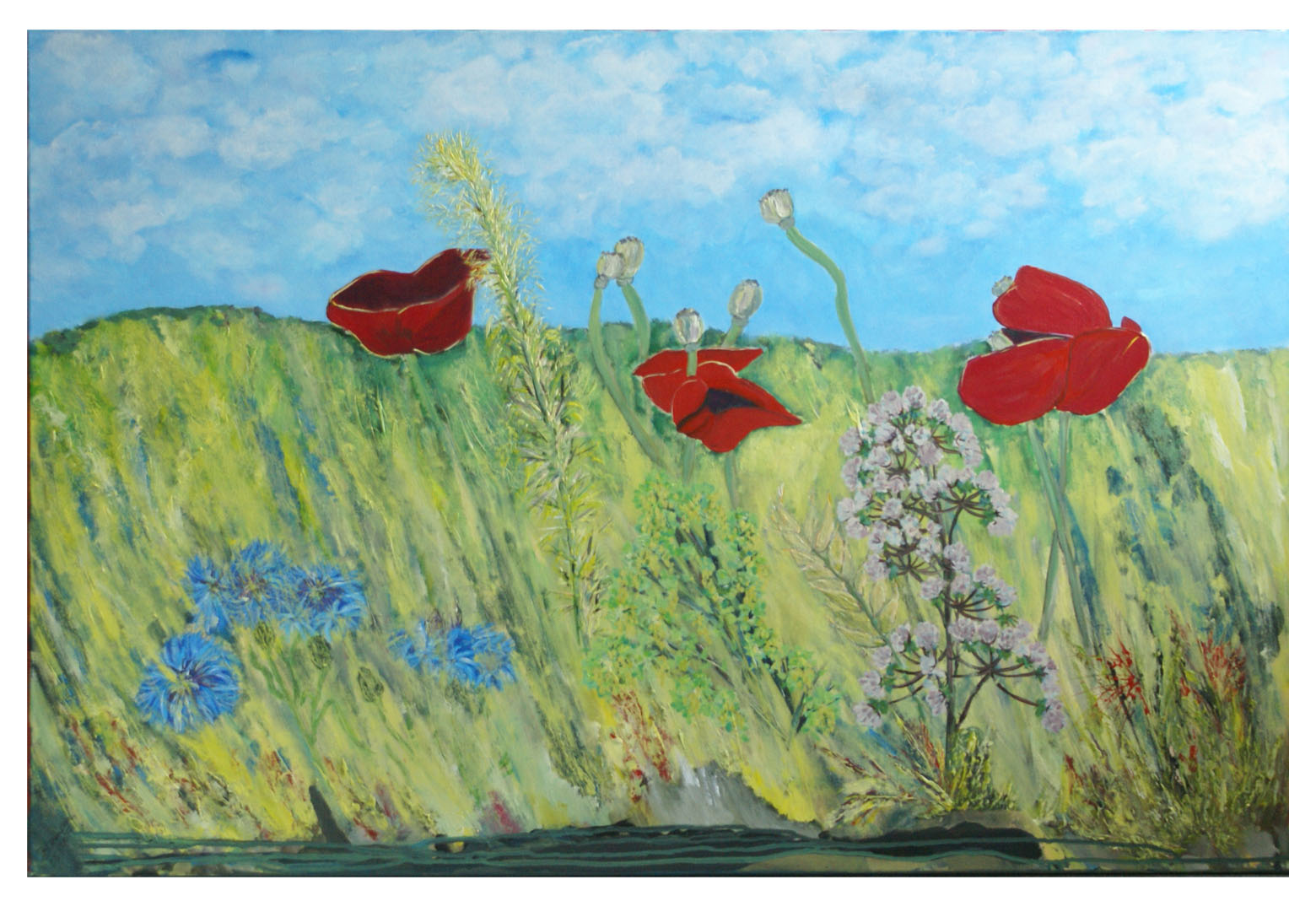 WVZ 465Ra 2017 Mohn unter bewegtem Himmel Acryl 80x120