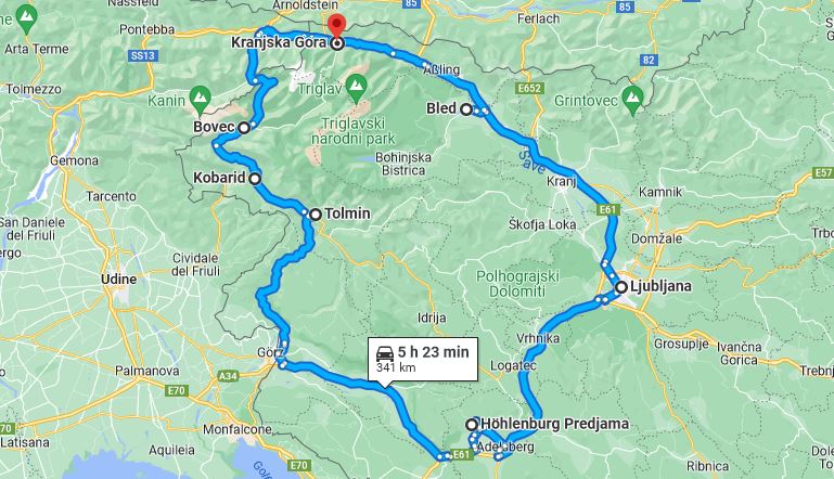 Reiseroute Slowenien