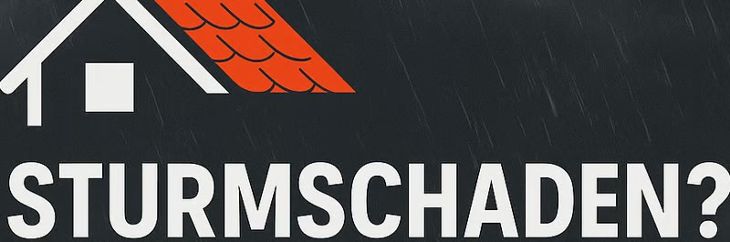 Grafik Sturmschaden – Symbol Haus mit rotem Dach und Schriftzug