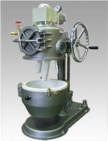 石川攪拌擂潰機　24P号（ロータリエバポレーター＋石川式撹拌擂潰機の機能　スラリー/ペーストの濃縮、乾燥、粉砕・粉末化） 真空型　堅型（自立型）　鉢傾斜／昇降型