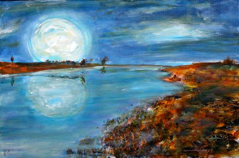 Vollmond an der Elbe bei Muehlberg