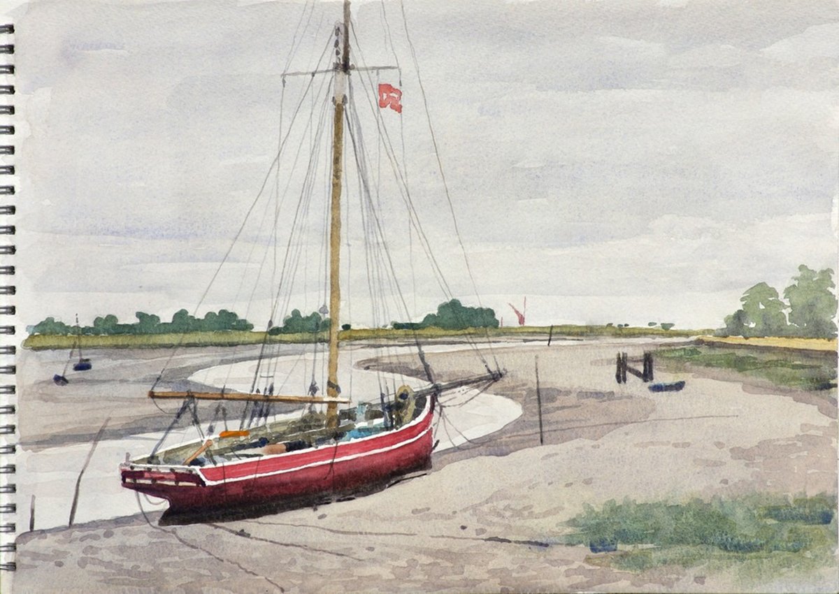 Oyster Smack, Maldon, Essex (England)  - Aus Aquarell-Reise-Skizzenbuch  25,5x34,5 cm  NFS