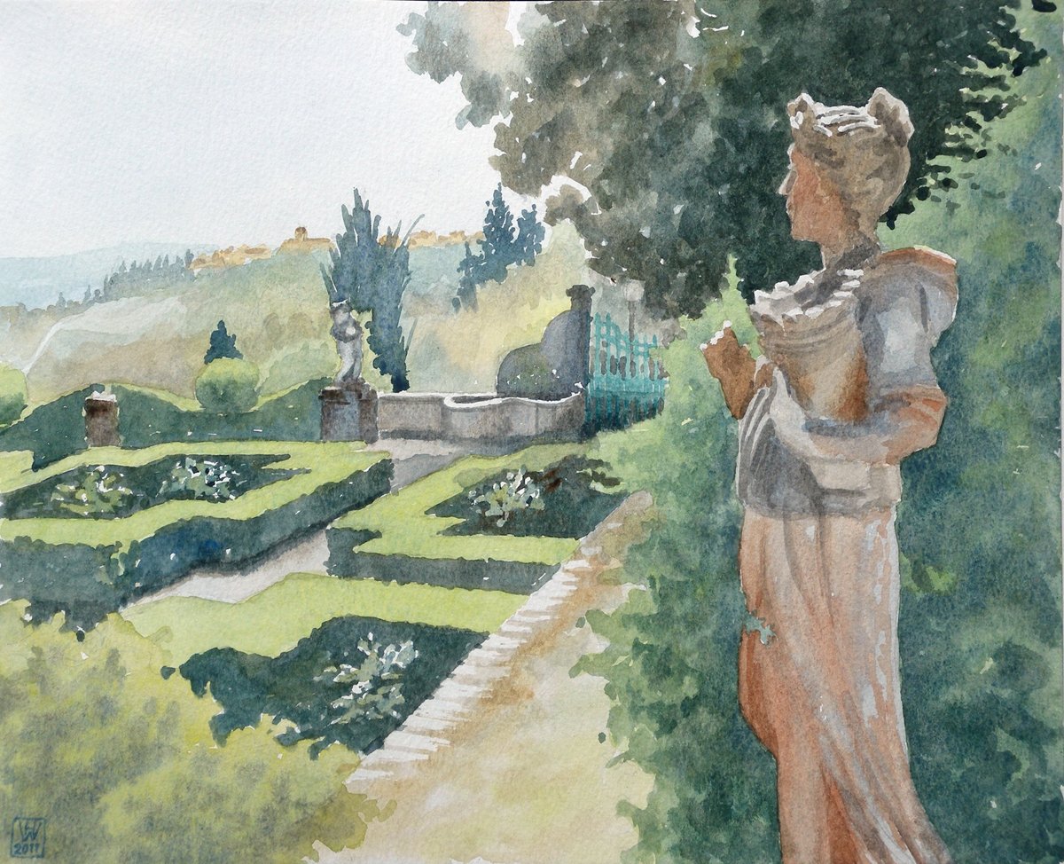 Villa di Meleto, Castelfiorentino, Toskana - Aus dem Toskana-Aquarellbuch  27,5x34 cm  NFS