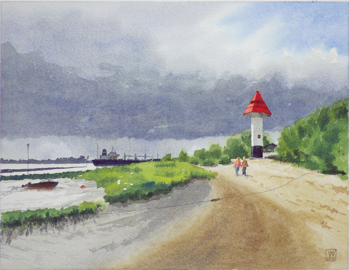 Unterfeuer Sandstedt/Unterweser - Aquarell  33x43 cm