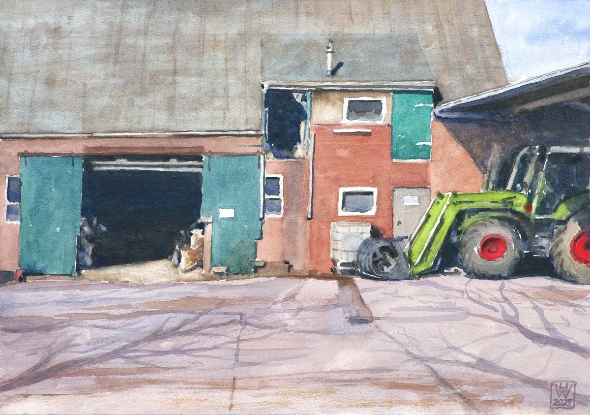 In Meyenburg, Sonntag im Frühjahr - Aquarell 26,5x37,5 cm