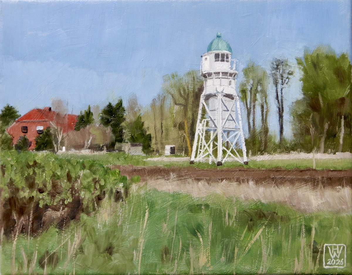 Weserinsel Harriersand: Unterfeuer - Öl 24x30 cm