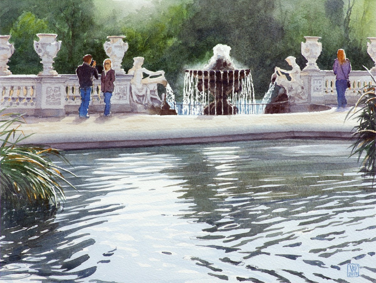 Italian Gardens, Hyde Park, London - Aquarell  33x44 cm