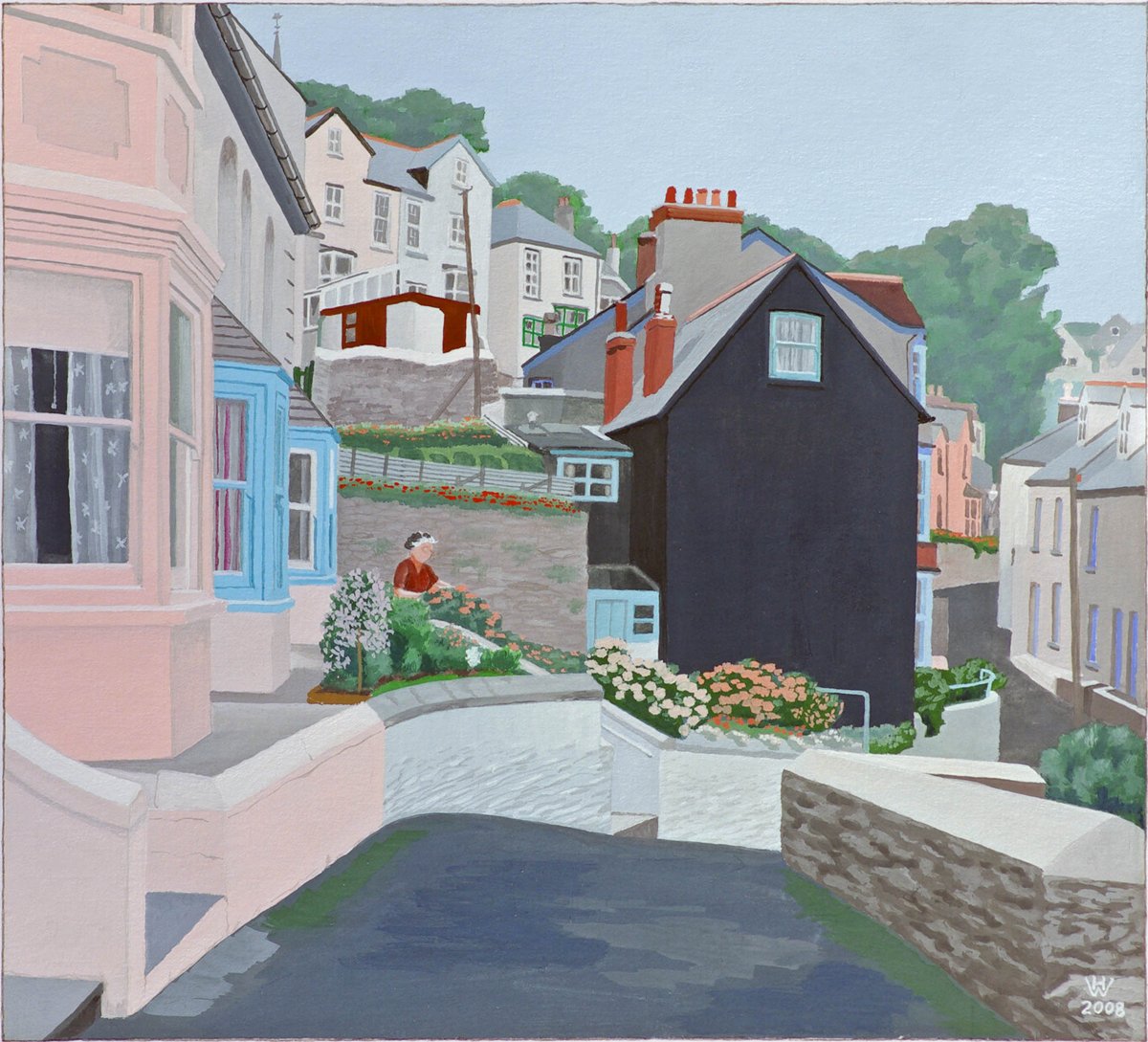 Das schwarze Haus, Fowey, Cornwall - Gouache  29x32 cm (eine fühe Arbeit)  NFS
